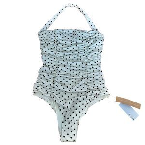 Reformation White and Black Polka Dot One Piece Swimsuit